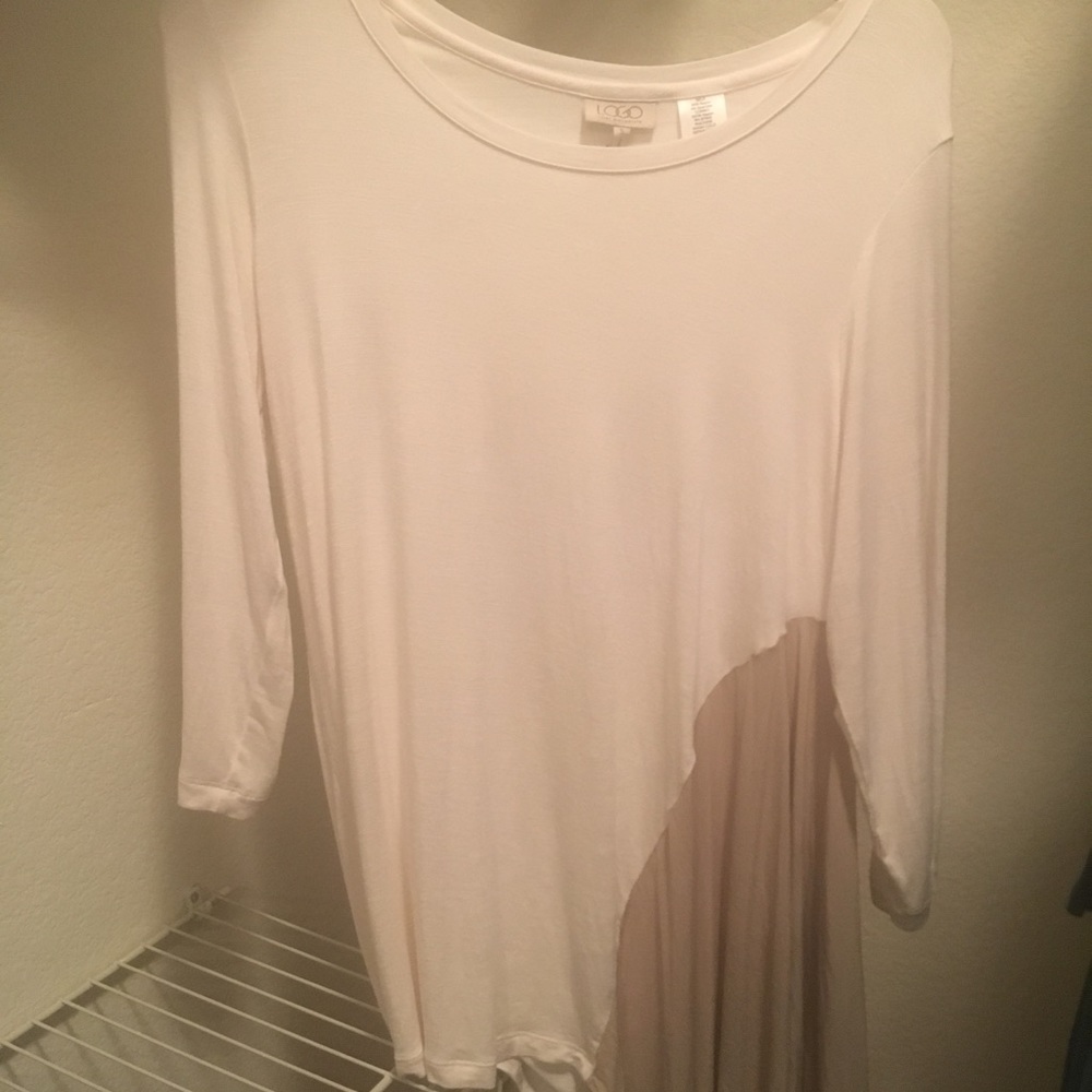 LOGO rayon span asymmetrical top